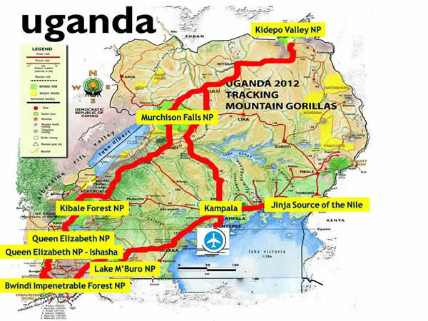 Uganda tourist map
